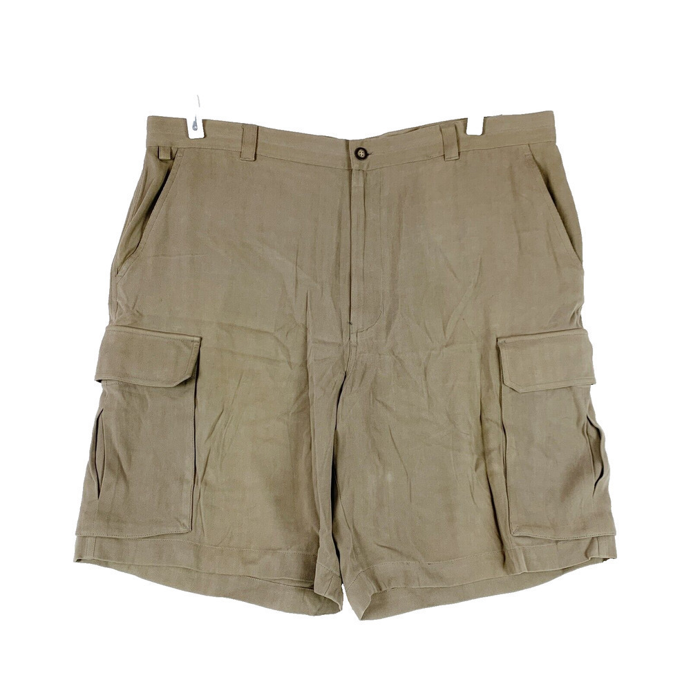 Axis LA Khaki Cargo 100% Silk Mens Shorts Size 40